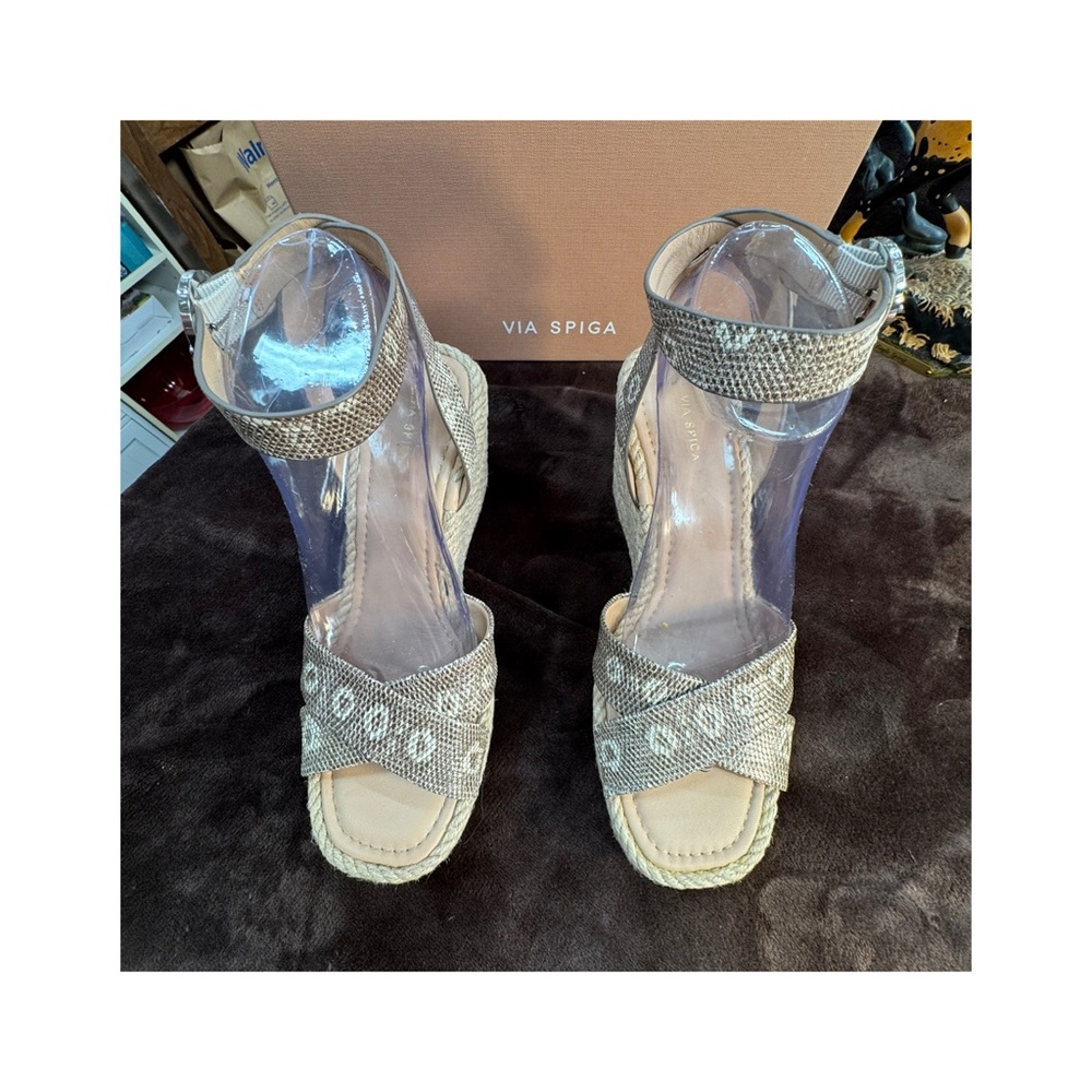 Via Spiga Python print Leather wedge sandals size… - image 3